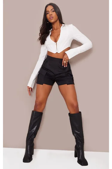 Black Pocket Detail Cargo Shorts