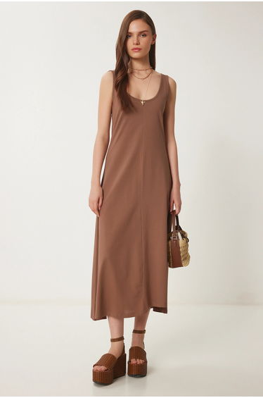ISTANBUL U Collar Midi Dress