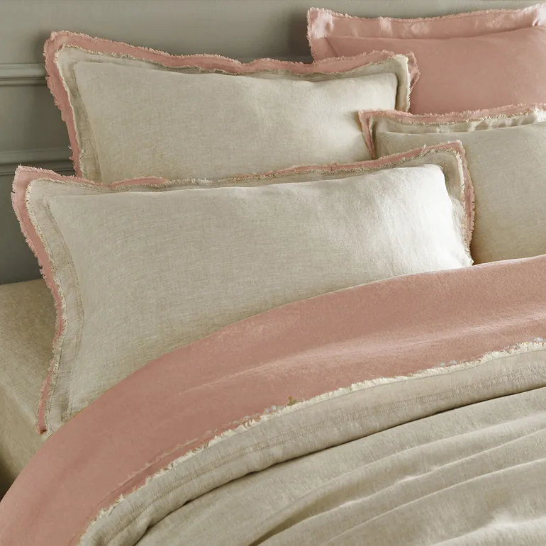 غطاء لحاف بكتان مغسول بشراشيب مزدوجة - 2