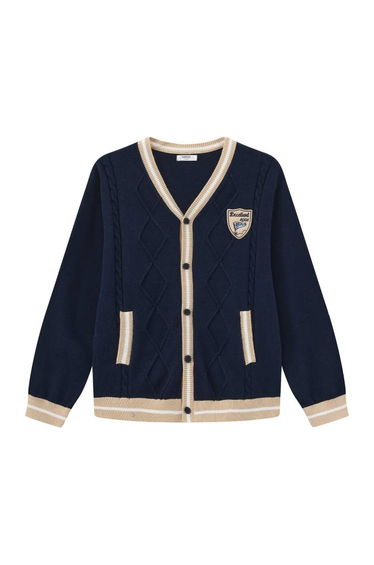 Boys' Button Up Cardigan with Patch