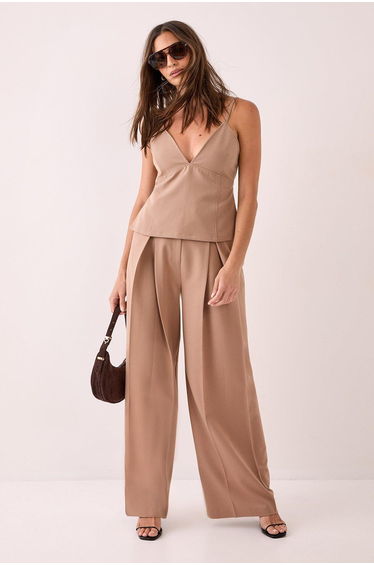 Tailored Seam Detail Tie Back Strappy Top