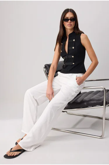 Ecru 100% Tencel High Waist Wide Leg Jeans