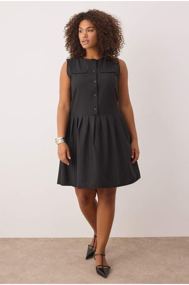Black Polyviscose Woven Plus Size Dress