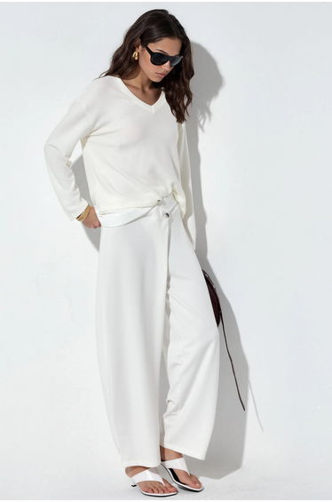 BUSEM Women's High-waist Wide-leg Crepe Trousers