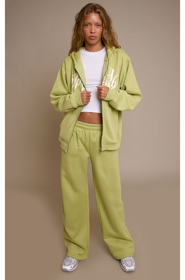 Lime Green Sports Club Cotton Fleece Straight Leg Sweatpants