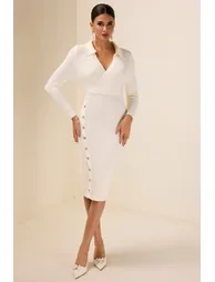 Paulette Jersey Midi Dress in White