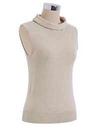 Cowl Neck Sleeveless Knit Top in Oatmeal for Office Days & Weekend Gatherings