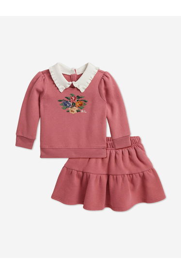 Ralph Lauren Baby Girls Skirt Set in Pink