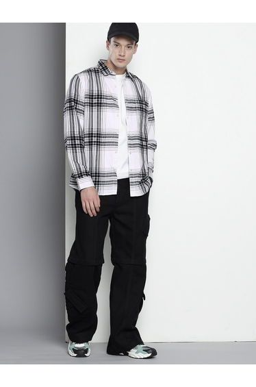 Men White Regular Fit Checked Shirt