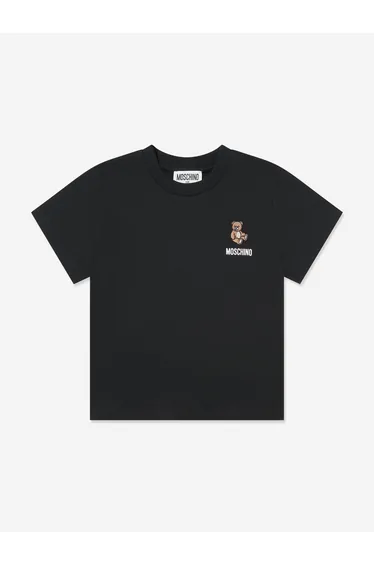 Moschino Kids Teddy Bear Logo T-Shirt in Black