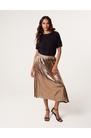 Metallic Pleated Tulle Skirt