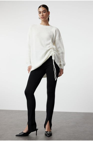 Ecru Selanik Knitted Smock Detailed Knitwear Sweater