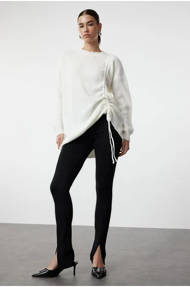 Ecru Selanik Knitted Smock Detailed Knitwear Sweater