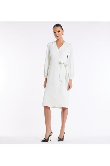 BCBG LONG SLEEVES WRAP AROUND DRESS