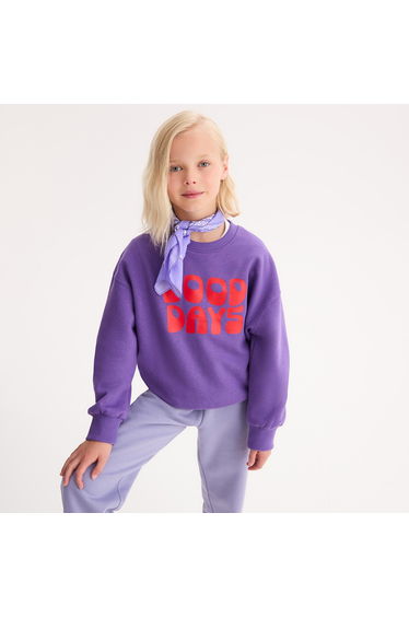 Slogan Print Sweatshirt with Crew Neck