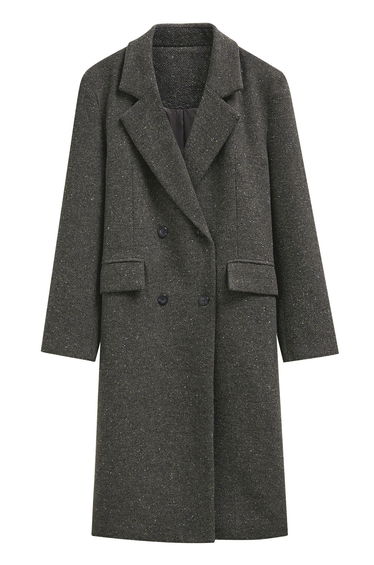 Notch Lapel Flap Pocket Double-Breasted Blazer Coat