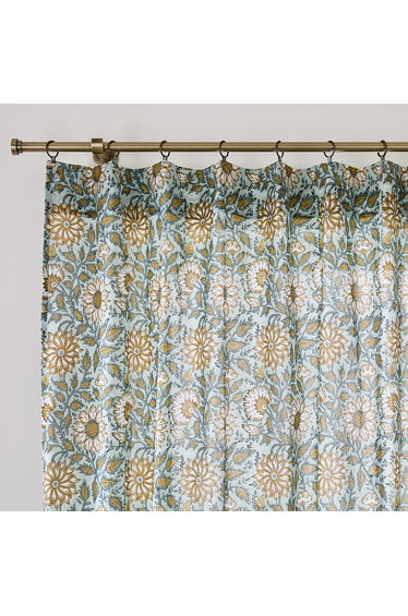 Shandira Block Print Cotton Voile Panel with Rings