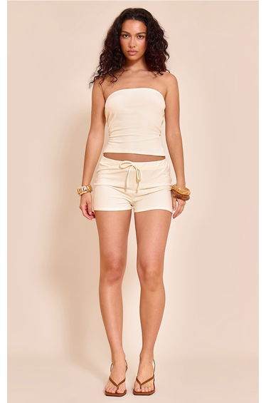 Butter Yellow Soft Touch Mid Rise Hot Pants