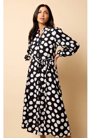 فستان ميدي بطبعة منقطة