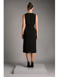 Sleeveless Crepe Midi Dress With Diamante Bow Detail - 2