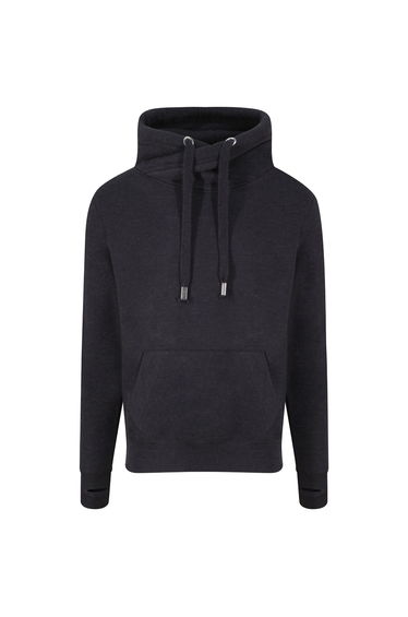 AWDis Adults Unisex Cross Neck Hoodie - Black Smoke
