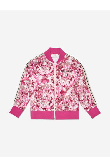 Palm Angels Girls AOP Palms Bomber Track Jacket in Pink