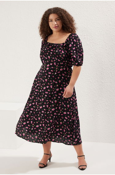Black Shally Woven Plus Size Dress