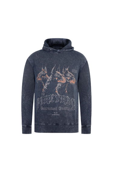 Firetrap Mens Graphic Print Regular Long-Sleeved Hoodie - Washed Black