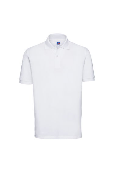 Russell Mens 100% Cotton Short Sleeve Polo Shirt - White