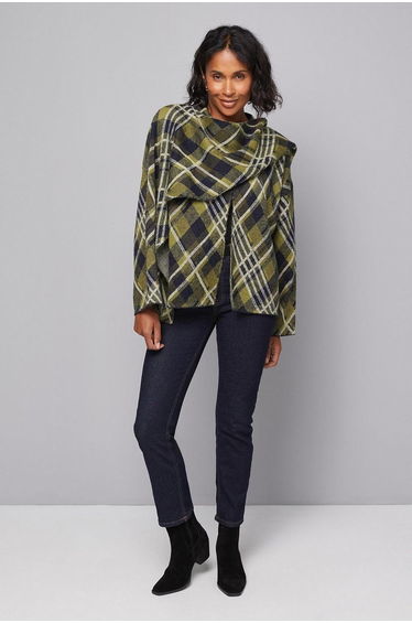 Tartan Scarf Cape Cardigan