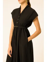 V-NECK MIDI PINAFORE DRESS - 1