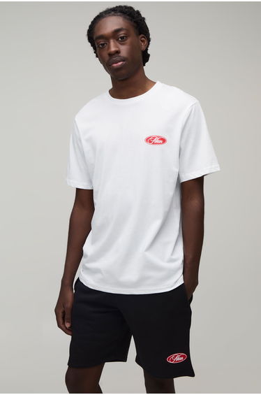 Regular Fit Man Script Print T-Shirt & Short Set - white
