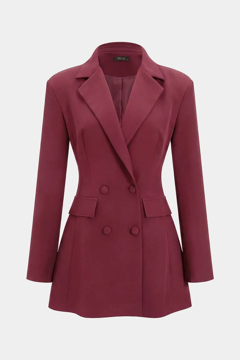 Notched Lapel V-Neck Mini Dress