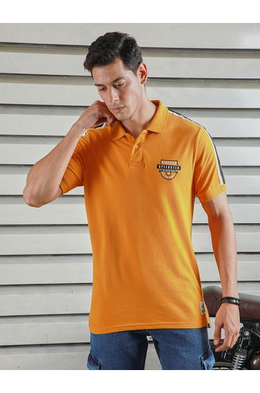 Patch Work Regular Fit Polo Neck T-Shirt