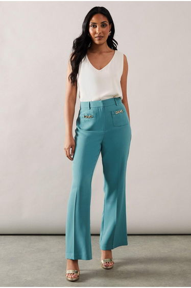 Petite Patch Pocket Wide Trousers