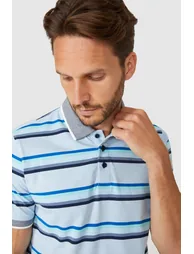 Short Sleeve Varied Stripe Polo - light blue - 3