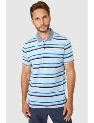 Short Sleeve Varied Stripe Polo - light blue - 2