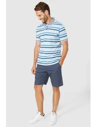 Short Sleeve Varied Stripe Polo - light blue