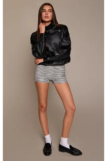 Multi Soft Rib Striped Hot Pant