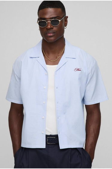 Oversized Boxy Saint Tropez Embroidered Stripe Shirt