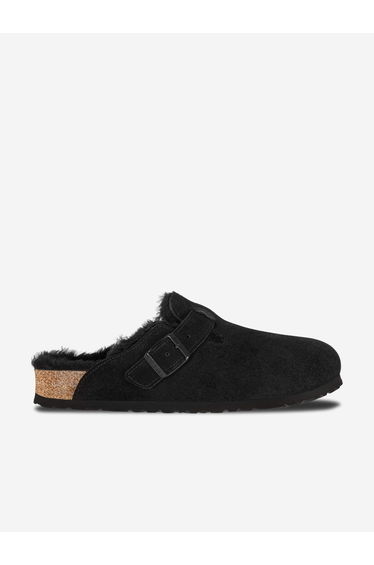 Boys Boston Shearling Suede Clogs in Black