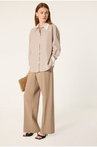 STRIPED WHITE COLLAR SHIRT