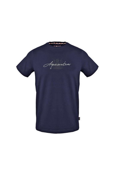Aquascutum Mens Script T-Shirt - Navy