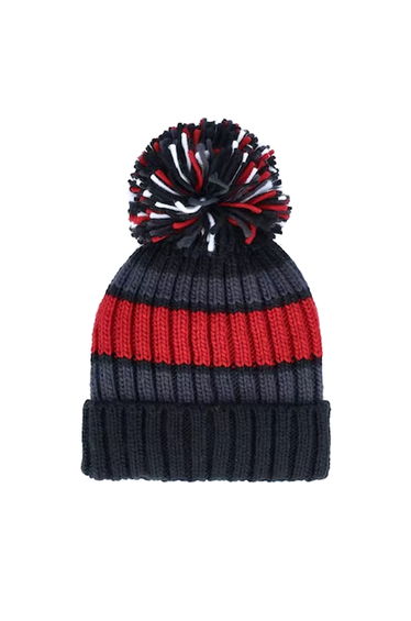 Beechfield Hygge Striped Beanie - Black Cherry