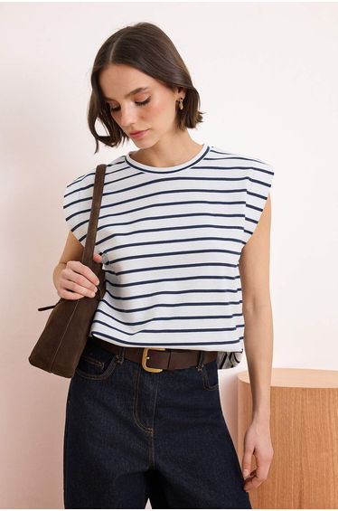 Dark Navy Blue Knitted T-Shirt
