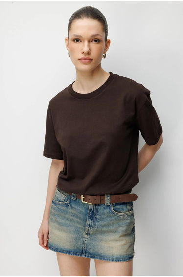 MIXRAY Oversized Ribbed Crew Neck T-Shirt