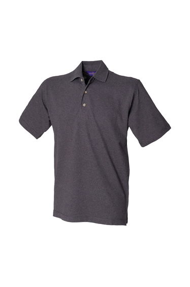 Henbury Mens Classic Cotton Pique Heavy Polo Shirt - Charcoal