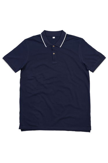 Mantis Mens Tipped Polo Shirt - Navy/White