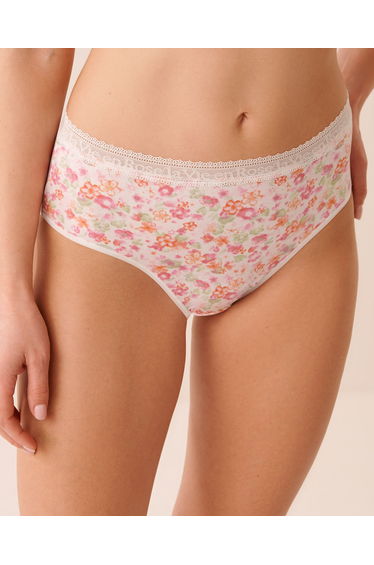 Super Soft Lace Trim High Waist Bikini Panty