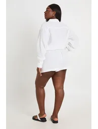 Plus Elasticated Waist Beach Short - white - 1